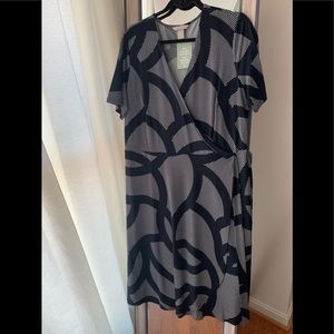 H&M Faux Wrap Navy Dress XL